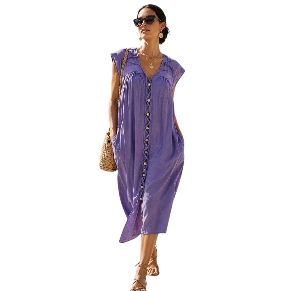 Mirth Womens Pueblo Caftan Dress Horizon Colorway Cotton Gauze Boho Lagenlook XS